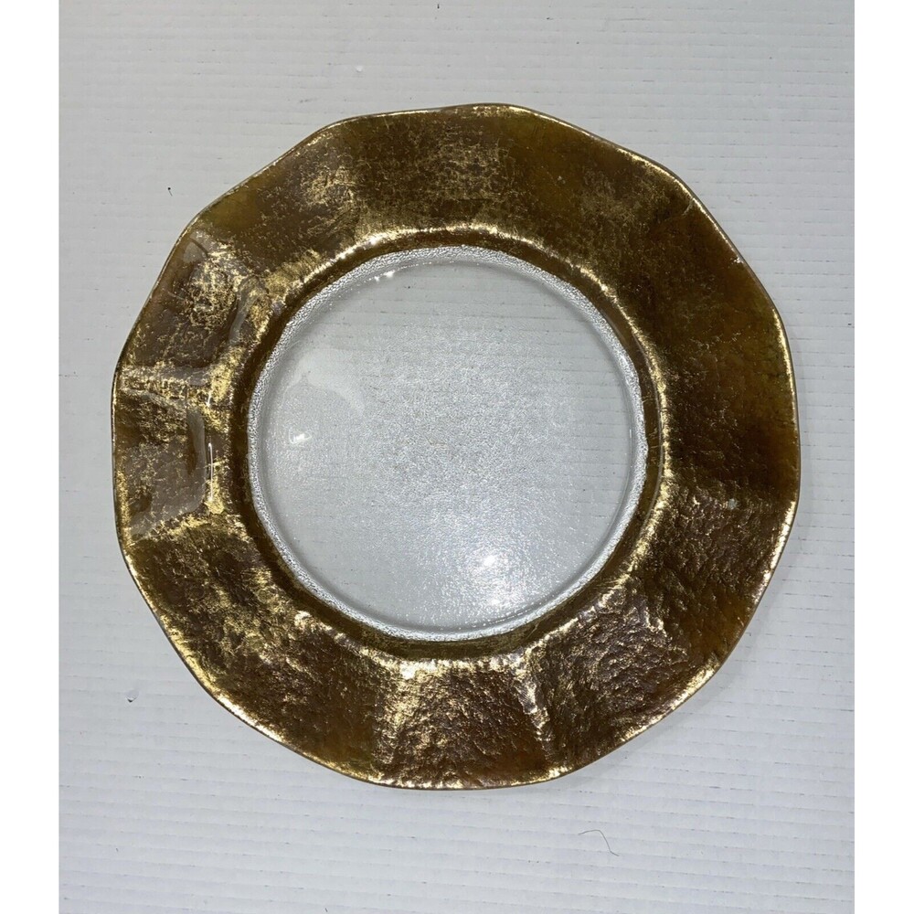 Beautiful 13” Hand Painted Venetian Glass & Gold Leaf Charger